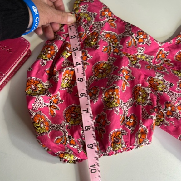 J.CREW COLLECTION PUFF SLEEVE SQUARE NECK TOP IN RATTI PINK BLOOMS PRINT SZ 4 - Picture 16 of 16